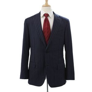 Ermenegildo Zegna Men Blue Striped Polyester Blend Blazer Size 52
